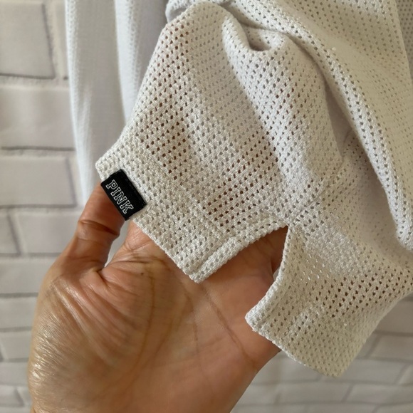 Pink Victoria’s Secret pullover eyelet hoodie Size Large - Picture 6 of 8